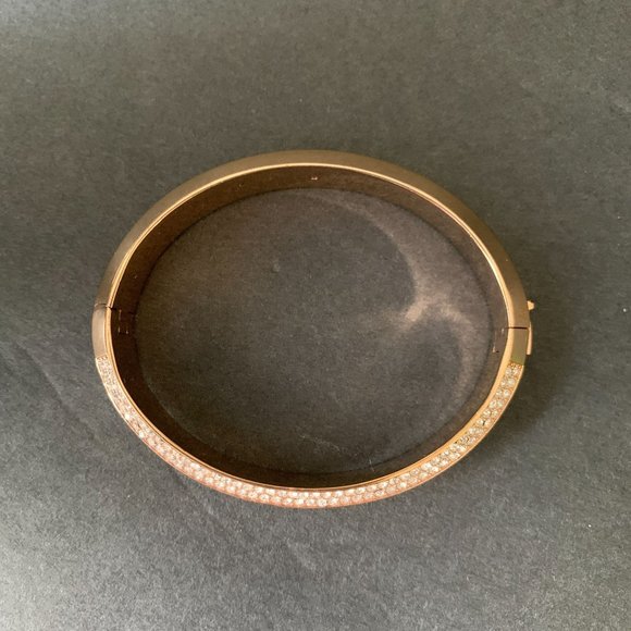 Michael Kors Brilliance Pave Logo Plaque Hinged Bangle Bracelet - Picture 3 of 11